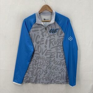 Rudis Pullover Mens Medium Gray Blue Cleveland CLE Beat The Streets 1/4 Zip Gym